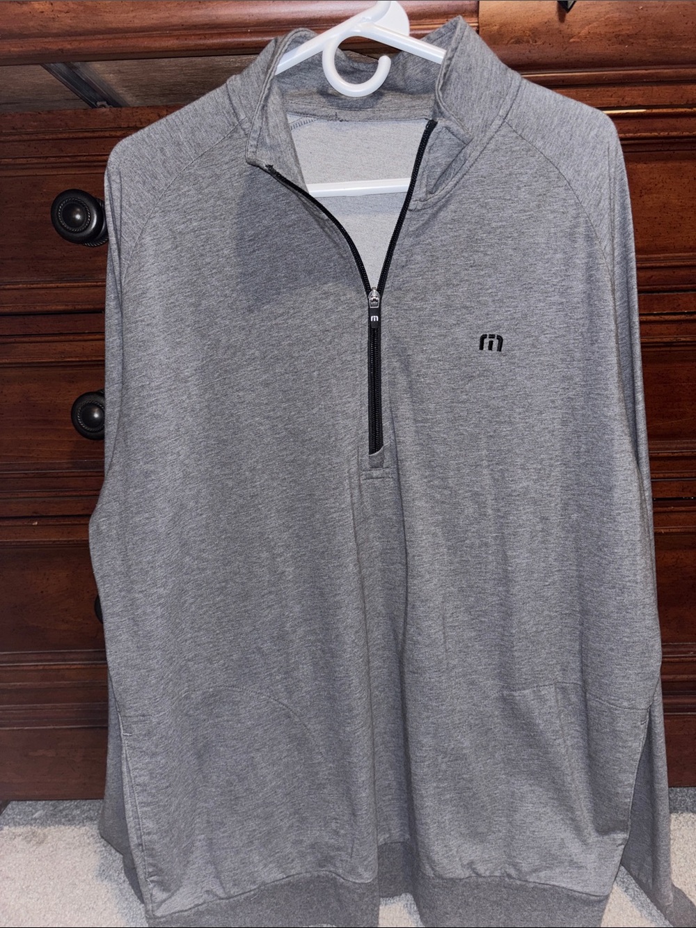 TravisMathew Men's Heather Gray Half-Zip Pullover